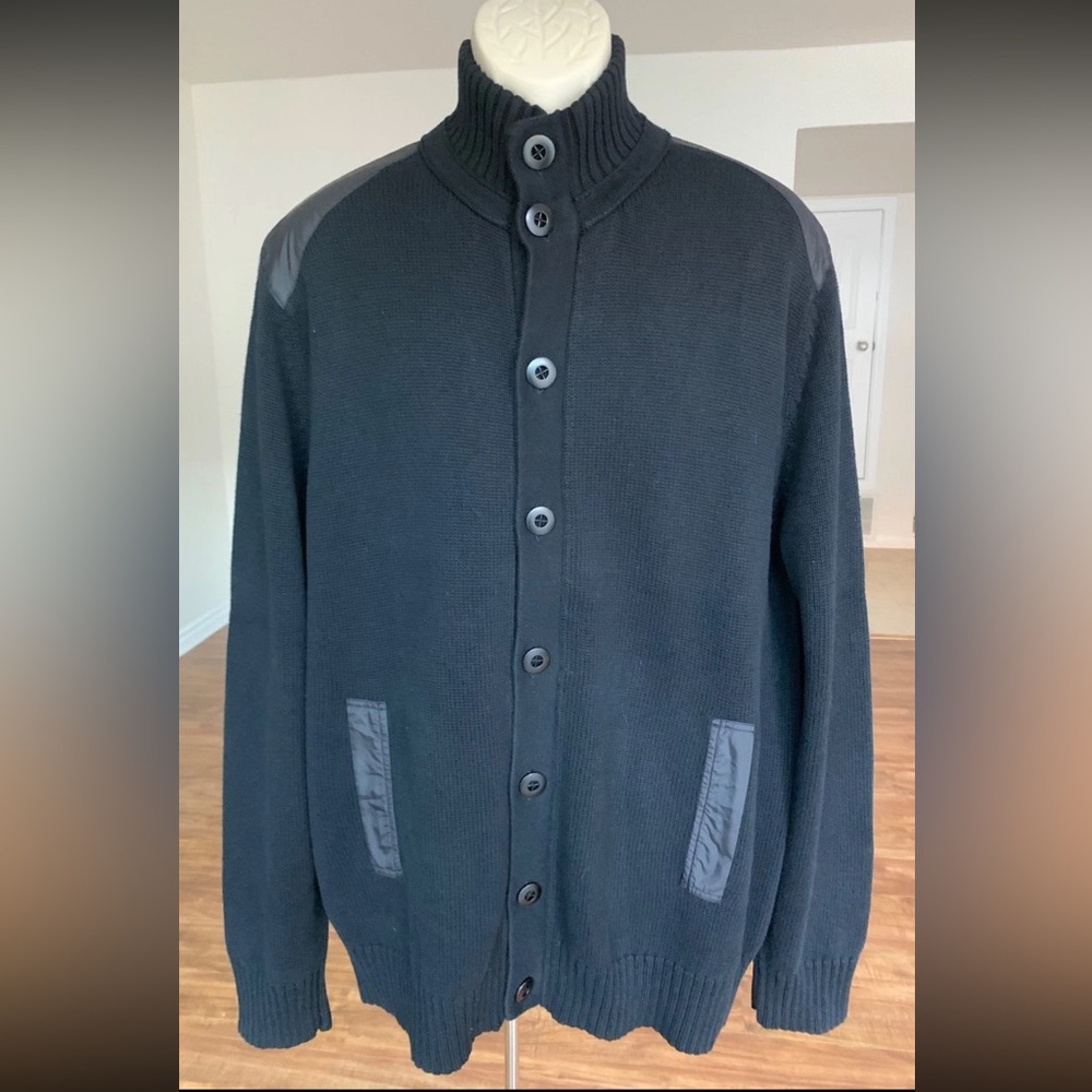 ARBOR WAY Mens Black Buttoned Knit Cardigan Sweater Jacket Blouse Size XL